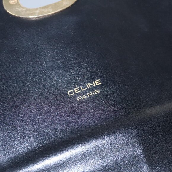 CELINE Shoulder Bag Leather Black Gold Auth EC517 - Picture 11 of 16